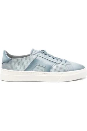 santoni Sko, Herre, Blå, 42 1/2 EU, Læder, Læder Sneakers med Gummisål