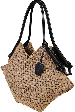 ELEVENTY Taske, Dame, , ONE SIZE, Læder, Håndvævet Trekantet Taske i Raffia og Læder