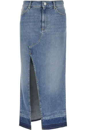 Pinko Nederdel, Dame, Blå, M, Denim, Blå Denim Nederdel med Frontsplit