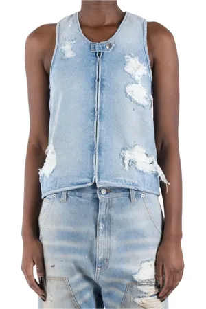 Maison Margiela Jakke, Dame, Blå, S, Bomuld, Blå Bomuld Gilet