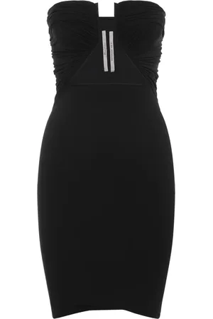 Rick Owens Kjole, Dame, Sort, XS, Nylon, Sort geometrisk udskåret kjole