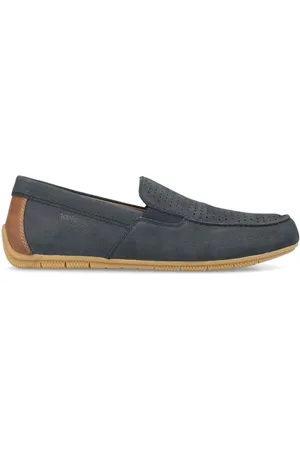Rieker Sko, Herre, Blå, 42 EU, Læder, Blå Klassiske Lukkede Moccasin Loafers