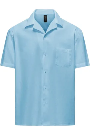 Bomboogie Skjorte, Herre, Blå, 2XL, Bomuld, Linned-Bomuld Skjorte