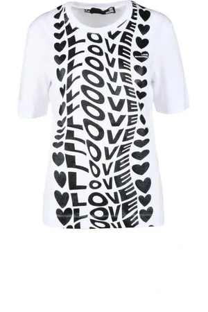 Moschino Top, Dame, Hvid, M, Bomuld, Bomuldst-shirt med unikt design