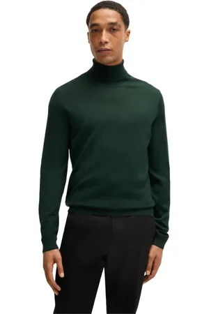 HUGO BOSS Strik, Herre, Grøn, S, Uld, Merinould Turtleneck Sweater