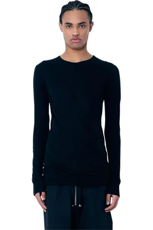 Rick Owens Top, Herre, Sort, XL, Bomuld, Layered Langærmet Crewneck T-shirt
