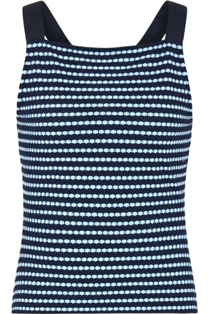 Emporio Armani Top, Dame, Blå, S, Uld, Jacquard Jersey Top V-Hals Stil