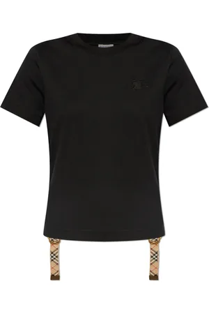 Burberry Top, Dame, Sort, XS, Bomuld, T-shirt med sideløkker
