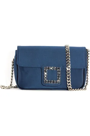 ROBERTO FESTA Taske, Dame, Blå, ONE SIZE, Uld, Navy Satin Lunette Skuldertaske