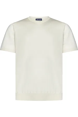 DRUMOHR Top, Herre, Hvid, L, Uld, Luksuriøs hvid T-shirt med silke