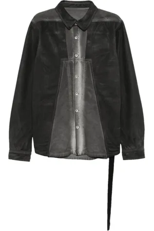 Rick Owens Skjorte, Herre, Grå, L, Bomuld, Splintret Skjorte Stone