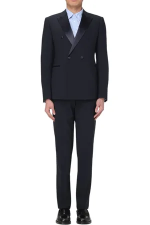 Emporio Armani Jakkesæt, Herre, Blå, M, Uld, Elegant Dobbeltradet Smoking Kjole