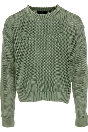 Represent Strik, Herre, Grøn, L, Bomuld, Åben Strikket Sweater