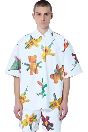 WALTER VAN BEIRENDONCK Skjorte, Herre, Flerfarvet, S, Bjørn Logo Kortærmet Skjorte