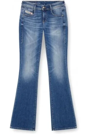 Diesel Jeans, Dame, Blå, W28, Bomuld, Bootcut Jeans med Lav Talje