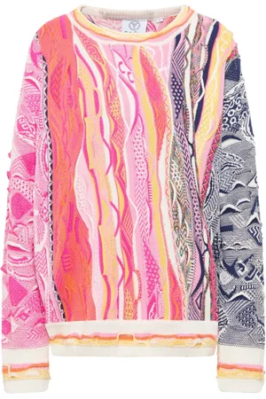 Carlo Colucci Strik, Dame, Flerfarvet, L, Uld, Hyggelig Oversized Striktrøje