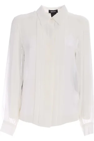 DKNY Bluser & Skjorter, Dame, Hvid, M, Polyester, Hvid Plastron Skjorte med Sort Bag