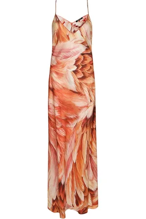 Roberto Cavalli Kjole, Dame, , S, Uld, Plumage Silk Maxi Kjole