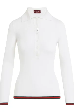 Gucci Strik, Dame, Hvid, S, Cashmere, Hvid Strikket Polo Web