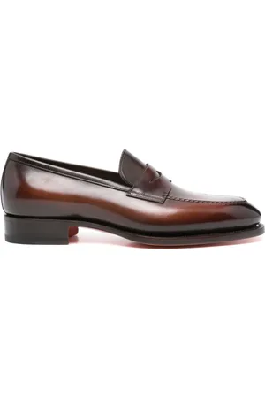 santoni Sko, Herre, Brun, 42 1/2 EU, Læder, Klassiske læderloafers