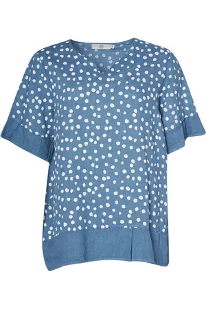 Pont Neuf Bluser & Skjorter, Dame, Blå, 2XL, Linned, Hadil Linnedbluse - Blød Blå