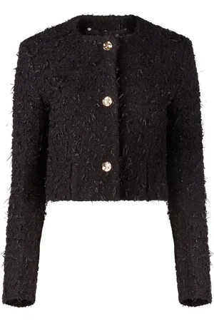 Nina Ricci Jakke, Dame, Sort, L, Tweed, Rundkrave Tweed Jakke