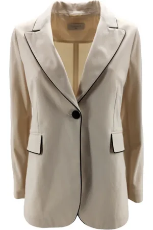 Circolo Jakke, Dame, Hvid, XS, Bomuld, Giacca Monopetto Sfoderata Tasche Con Patta Profilata Blazer