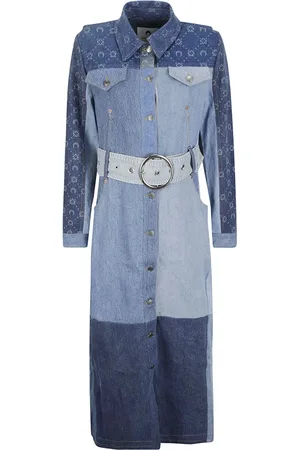 Marine Serre Kjole, Dame, Blå, 3XS, Denim, Skræddersyet Denim Moonogram Skjortekjole