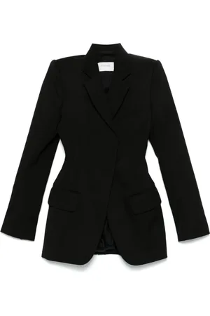 Sportmax Jakke, Dame, Sort, 2XS, Uld, Sort knapfrakke med lommer