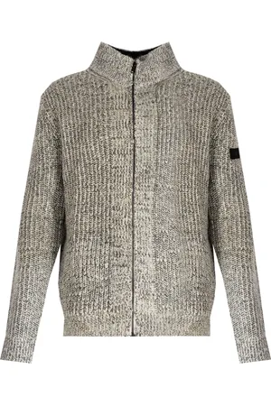 Guess Strik, Herre, Grå, L, Uld, Klassisk turtleneck med lynlås og lommer