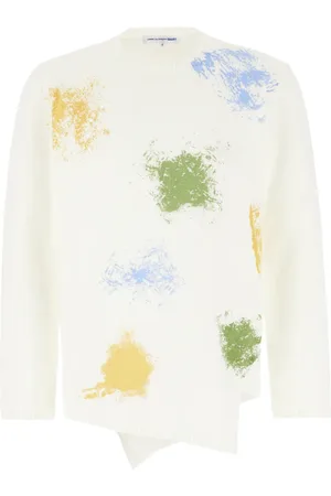 Comme des Garçons Strik, Herre, Flerfarvet, S, Uld, Rundhalset strik