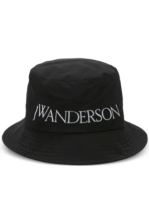 J.W.Anderson Tilbehør, Herre, Sort, S/M, Polyester, Broderet logo sort kasket buet skygge