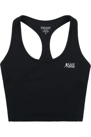 Sporty & Rich Sport, Dame, Sort, XS, Uld, Logo Tanktop