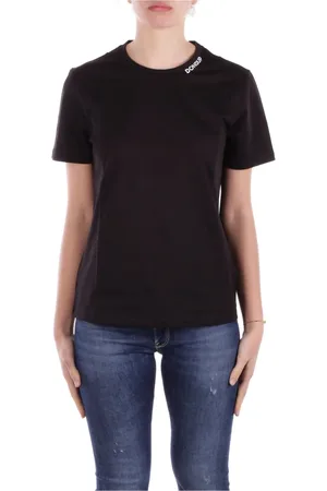 Dondup Top, Dame, Sort, M, Bomuld, Sort Logo Front T-shirt