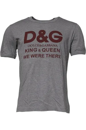 Dolce & Gabbana Top, Herre, Grå, S, Bomuld, Grå Logo Print Crew Neck T-shirt