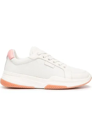 Mallet Sko, Dame, Hvid, 39 EU, Læder, Hvide/Pink Low Top Sneakers