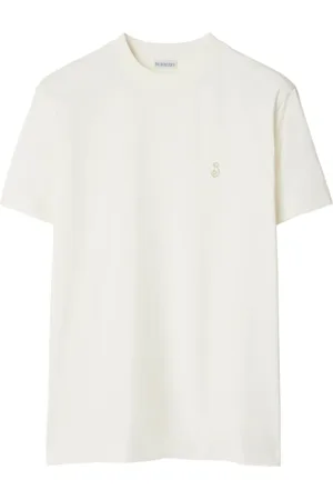 Burberry Top, Herre, Hvid, XL, Bomuld, Hvid Jersey T-shirt med Rund Hals