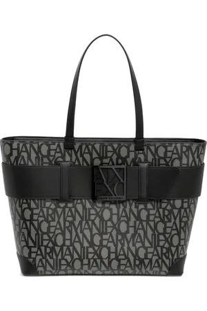 Armani Exchange Taske, Dame, Sort, ONE SIZE, Polyester, Logo Multifarvet Tote Taske med Lynlås