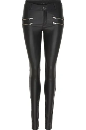 Btfcph Bukser, Dame, Sort, S, Læder, Stretch Jeans med lynlåslommer