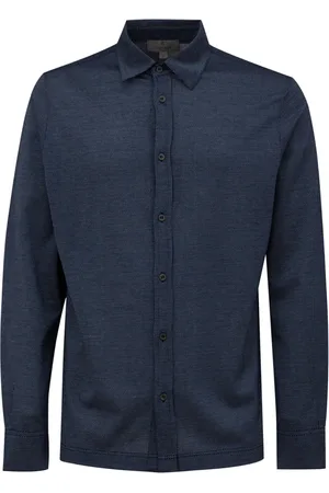 CANALI Skjorte, Herre, Blå, L, Bomuld, Langærmet poloshirt
