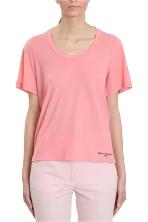 Stella McCartney Top, Dame, Lyserød, S, Bomuld, Logo Scoop Neck T-Shirt