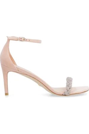 Stuart Weitzman Sko, Dame, Lyserød, 38 1/2 EU, Suede, Suede Stiletto Sandaler med Pynt