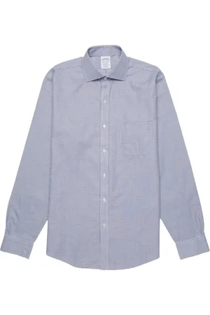 Brooks Brothers Skjorte, Herre, Blå, 4XL, Bomuld, Non-Iron Spread Collar Dress Shirt