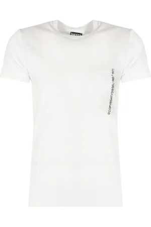Diesel Top, Herre, Hvid, 2XL, Bomuld, Klassisk T-shirt med rund hals og lomme