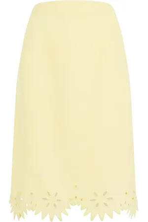 Bottega Veneta Nederdel, Dame, Gul, 2XS, Chalk Banana Broderi Nederdel
