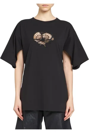 Stella McCartney Top, Dame, Sort, XL, Bomuld, Crochet Cutout T-Shirt