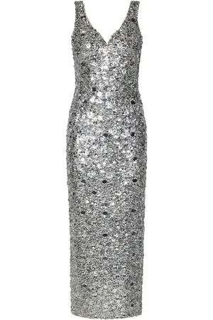 Zuhair Murad Kjole, Dame, Grå, S, Tyl, Elegant Sølv Tyl Broderet Kjole