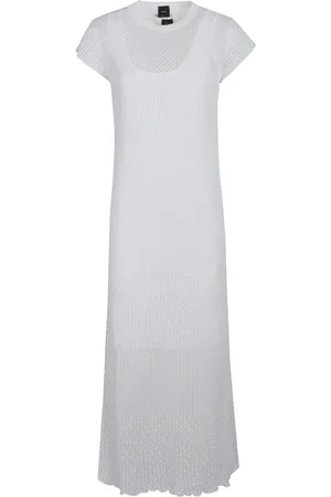 Pinko Kjole, Dame, Hvid, L, Elegant Monviso Kjole til Kvinder