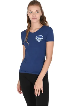 Moschino Top, Dame, Blå, L, Bomuld, Blå Bomulds Spandex T-Shirt