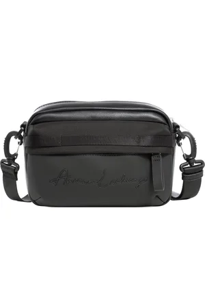 Armani Exchange Taske, Herre, Sort, ONE SIZE, Polyester, Justerbar Crossbody Taske med Lynlås Lukning